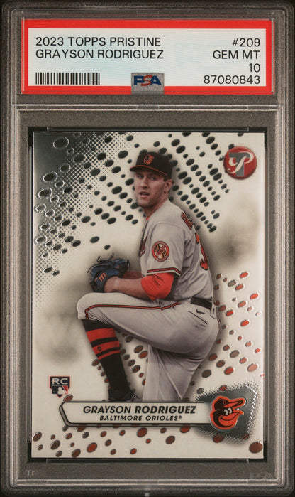Graded 2023 Topps Pristine Grayson Rodriguez #209 Rookie RC Baseball Card PSA 10 Gem Mint