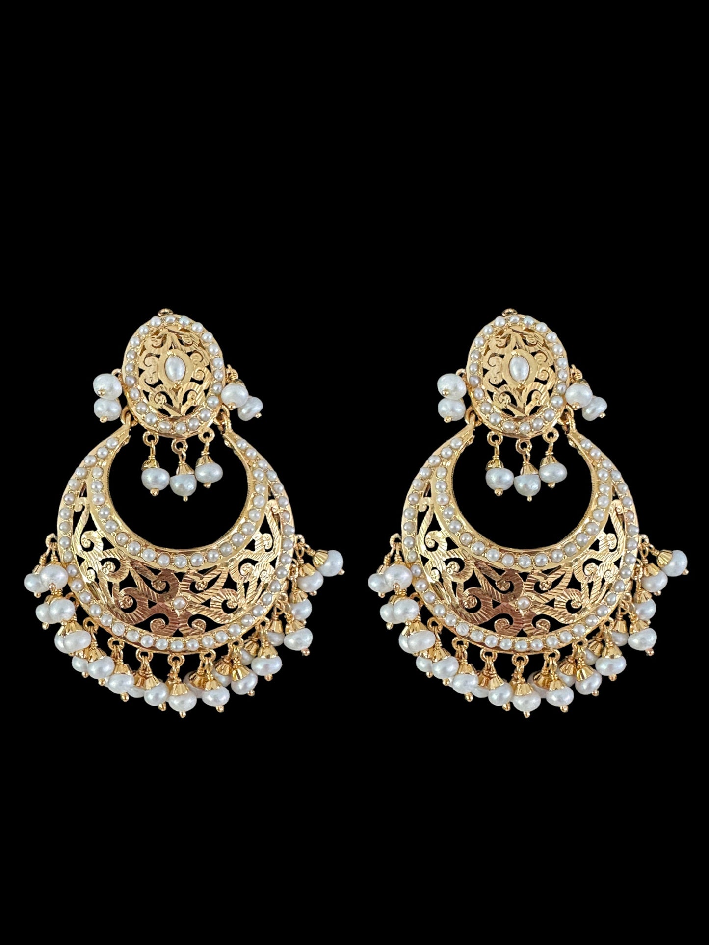 Jadau chandbali earring in fresh water pearls ( READY TO SHIP )