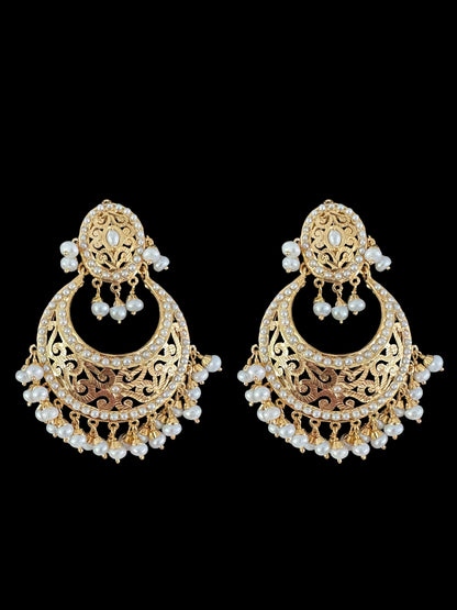 Jadau chandbali earring in fresh water pearls ( READY TO SHIP )
