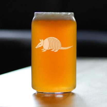 Armadillo Engraved Beer Can Glass Texas Gifts and Souvenirs Beer Can Shaped Pint Glass - 16oz