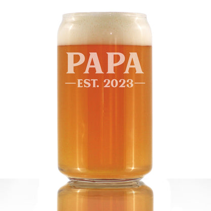 Papa Est. 2023 - Bold - 16 Ounce Beer Can Pint Glass