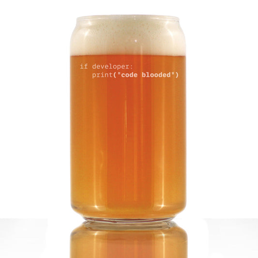 Code Blooded Engraved Beer Can Glass Gifts for Programmer, Coder & Computer Geeks Beer Can Shaped Pint Glass - 16oz