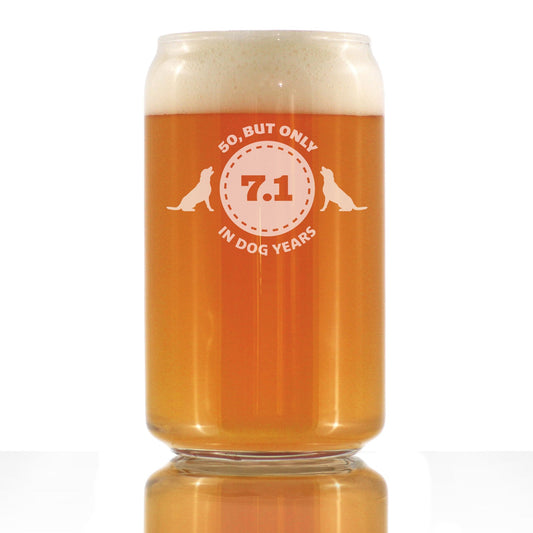 50th Birthday Dog Years - Beer Can Pint Glass - Unique Funny Bday Gifts for Women and Men Turning 50 - 16 oz Glasses