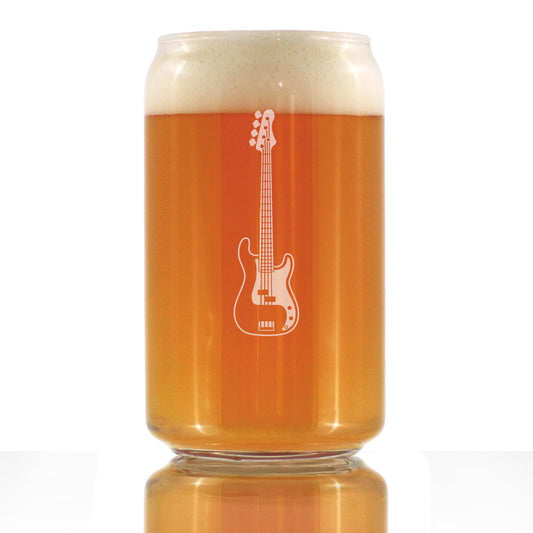 Electric Bass Beer Can Pint Glass - Music Gifts for Bass Players, Teachers and Musical Accessories for Musicians that Play Bass Guitar - 16 Oz Glasses