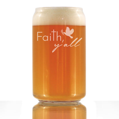 Faith Y'all Engraved Beer Can Glass Gifts Christianity Gifts for Christians Beer Can Shaped Pint Glass - 16oz