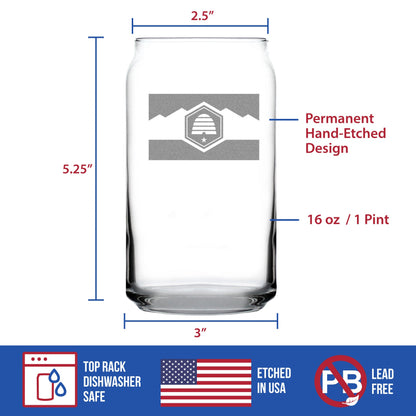 Utah Flag Beer Can Pint Glass - State Themed Drinking Decor and Gifts for Utahn Women & Men - 16 Oz Glasses (Copy)