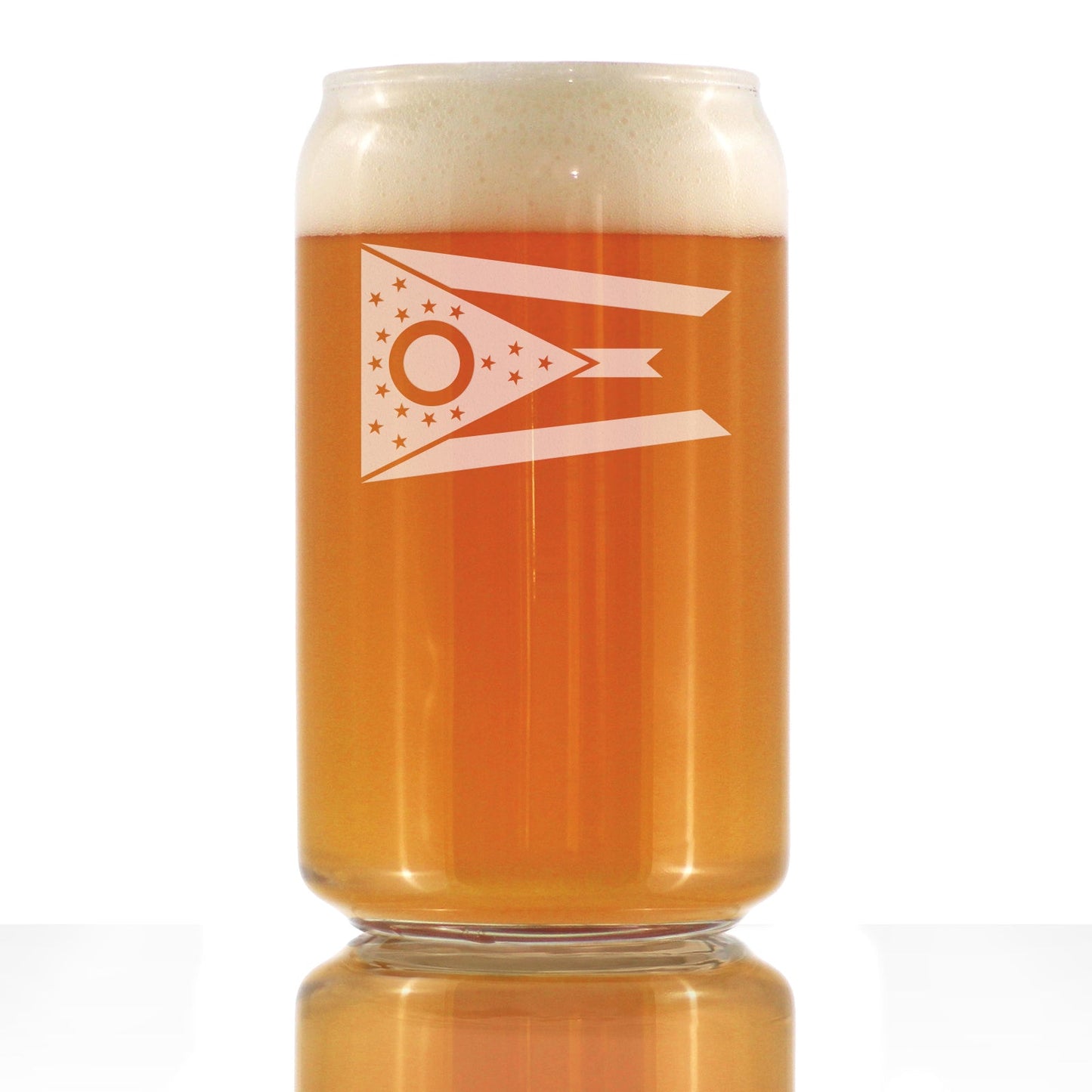 Ohio Flag Beer Can Pint Glass - State Themed Drinking Decor and Gifts for Ohioan Women & Men - 16 Oz Glasses