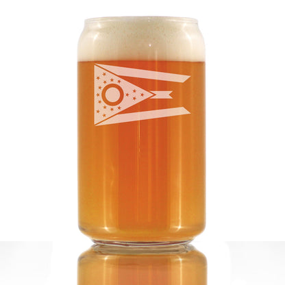 Ohio Flag Beer Can Pint Glass - State Themed Drinking Decor and Gifts for Ohioan Women & Men - 16 Oz Glasses