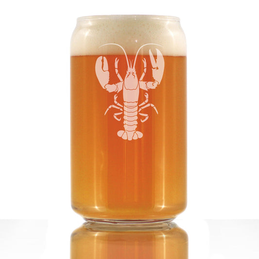 Lobster Engraved Beer Can Glass Lobster Gifts, Maine Souvenirs and Decor Beer Can Shaped Pint Glass - 16oz