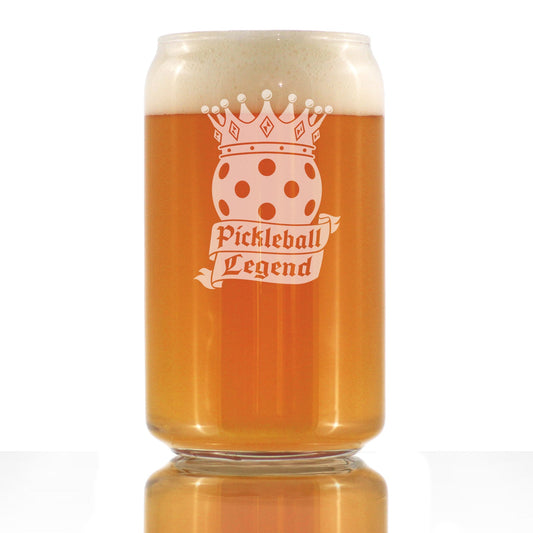 Pickleball Legend Engraved Beer Can Glass Gifts for Picklers Beer Can Shaped Pint Glass - 16oz
