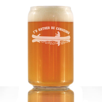 Rather Be Canoeing - Beer Can Pint Glass - Rustic Canoe Decor for Cabin - 16 oz Glasses