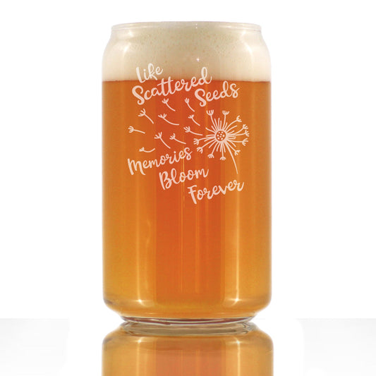 Memories Bloom Forever - Dandelion - Beer Can Pint Glass - Bereavement Memorial Gifts for Loss of Loved One - 16 oz Glasses