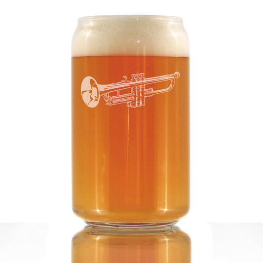 Trumpet Beer Can Pint Glass - Music Gifts for Trumpet Players, Teachers and Musical Accessories for Musicians that Play Trumpets - 16 Oz Glasses