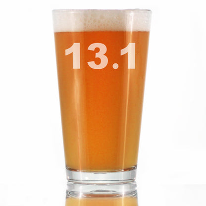13.1 Half Marathon Pint Glass for Beer - Gifts for Half Marathon Runners - 16 oz Glasses
