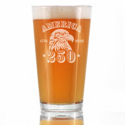America's 250th Anniversary Engraved Pint Glass Celebrate America's Birth High Quality Pint Glasses for Beer - 16oz