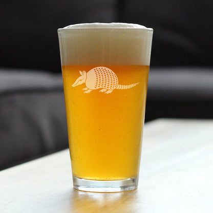 Armadillo Engraved Pint Glass Texas Gifts and Souvenirs High Quality Pint Glasses for Beer - 16oz