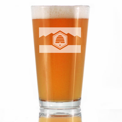 Utah Flag Pint Glass for Beer - State Themed Drinking Decor and Gifts for Utahn Women & Men - 16 Oz Glasses (Copy)