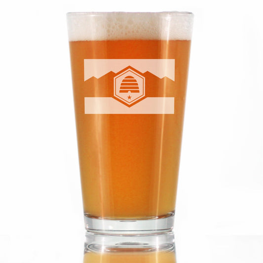 Utah Flag Pint Glass for Beer - State Themed Drinking Decor and Gifts for Utahn Women & Men - 16 Oz Glasses (Copy)