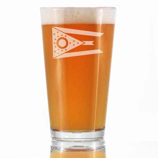 Ohio Flag Pint Glass for Beer - State Themed Drinking Decor and Gifts for Ohioan Women & Men - 16 Oz Glasses