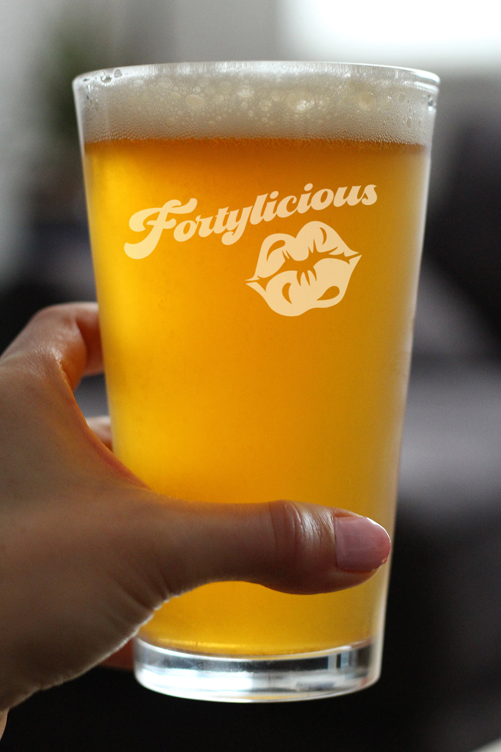 Fortylicious - Pint Glass for Beer - Funny 40th Birthday Gifts for Women Turning 40 - 16 oz Glasses