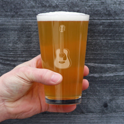 Acoustic Guitar - Pint Glass for Beer - Fun Musician Gifts and Musical Accessories for Women and Men - 16 Oz Glasses