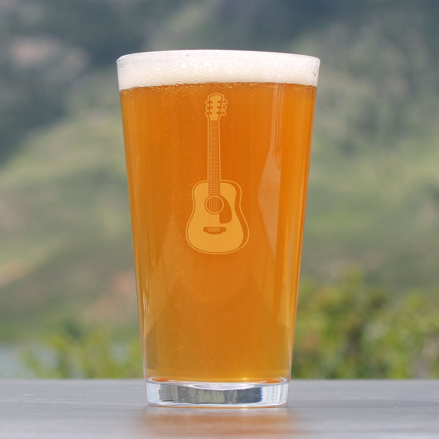 Acoustic Guitar - Pint Glass for Beer - Fun Musician Gifts and Musical Accessories for Women and Men - 16 Oz Glasses