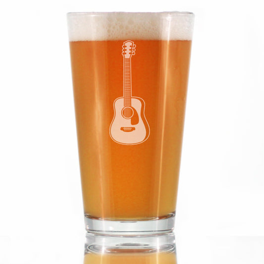 Acoustic Guitar - Pint Glass for Beer - Fun Musician Gifts and Musical Accessories for Women and Men - 16 Oz Glasses