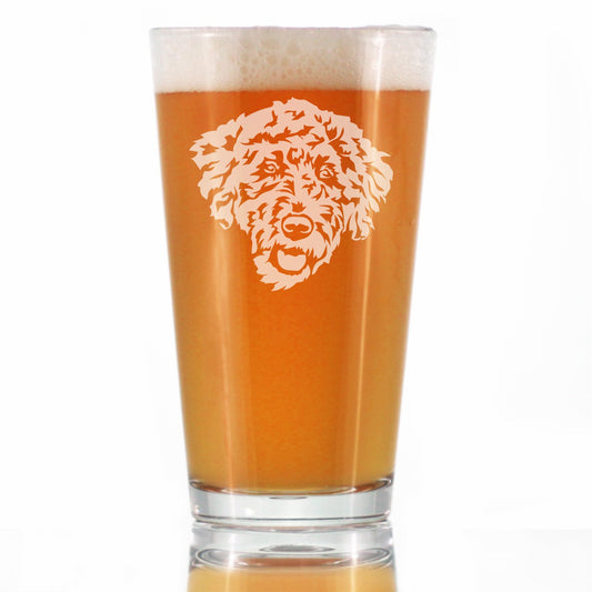 Labradoodle Face - Pint Glass for Beer - Labradoodle Gifts for Dog Lovers Women & Men - 16 oz Glasses