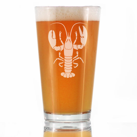 Lobster Engraved Pint Glass Lobster Gifts, Maine Souvenirs and Decor High Quality Pint Glasses for Beer - 16oz