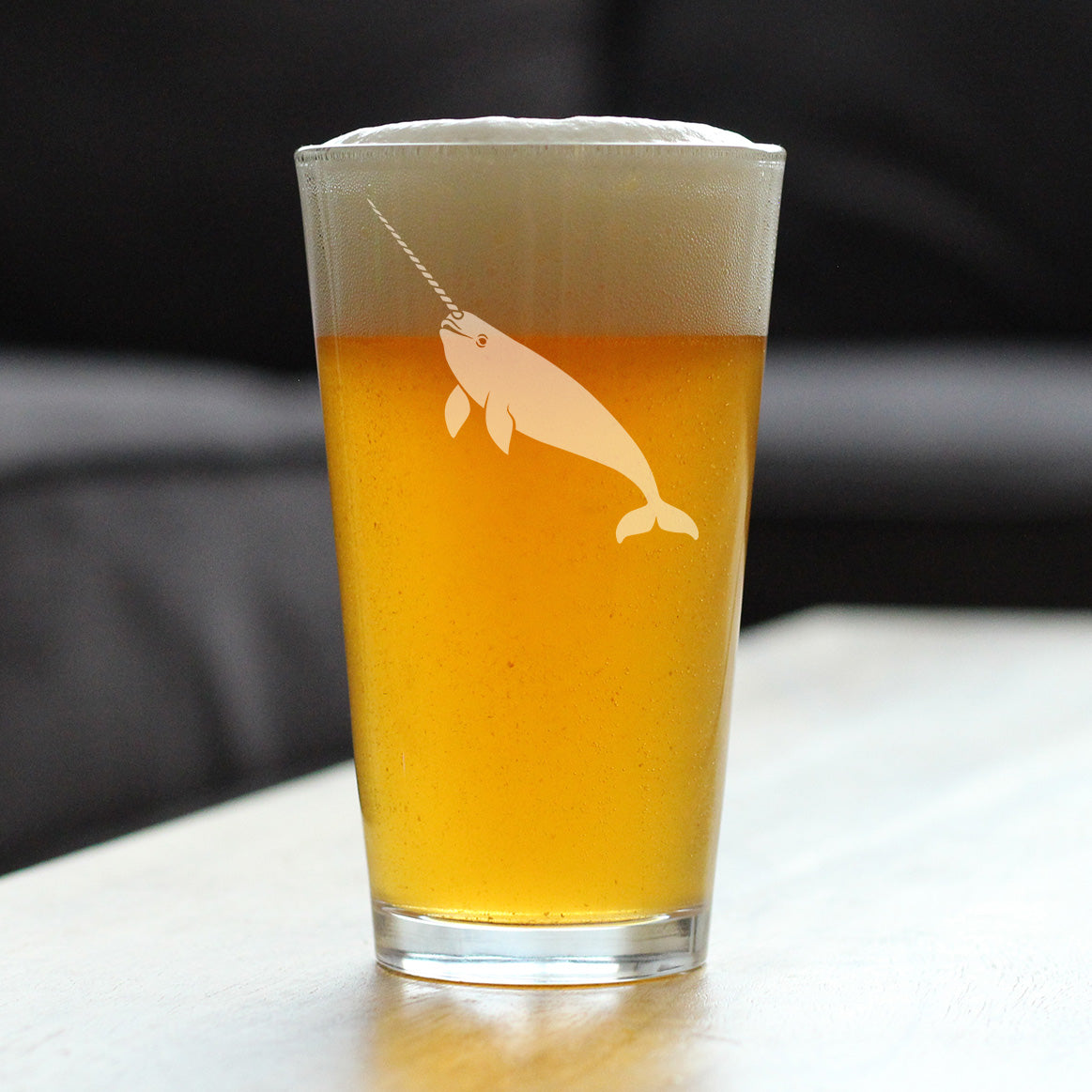 Narwhal Engraved Pint Glass Narwhal Gifts for Women High Quality Pint Glasses for Beer - 16oz