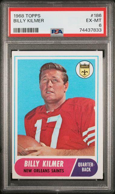 Graded 1968 Topps Billy Kilmer #186 Football Card PSA 6 EX-MT