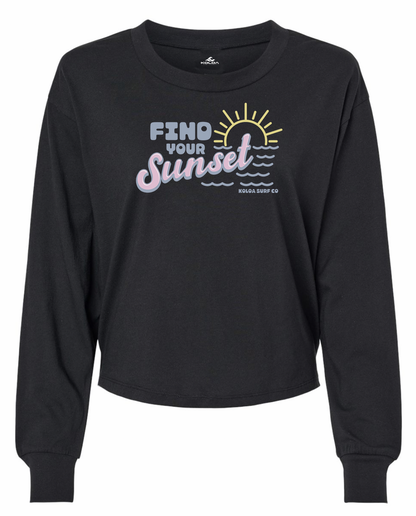 Koloa Vintage Sunset Long Sleeve Crop Tee
