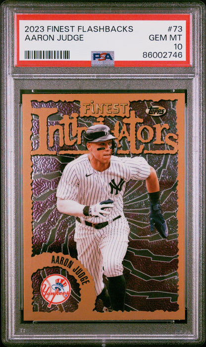 Graded 2023 Topps Finest Flashbacks Aaron Judge #73 Baseball Card PSA 10 Gem Mint