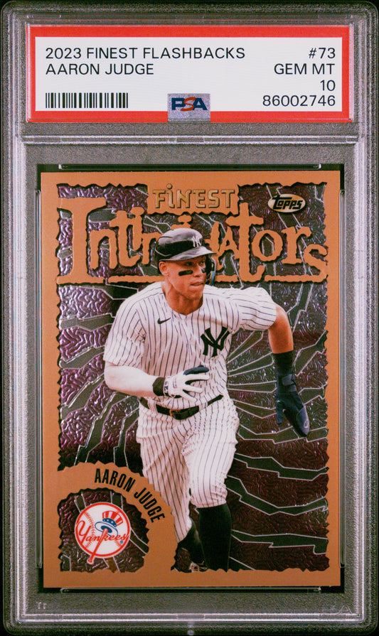 Graded 2023 Topps Finest Flashbacks Aaron Judge #73 Baseball Card PSA 10 Gem Mint