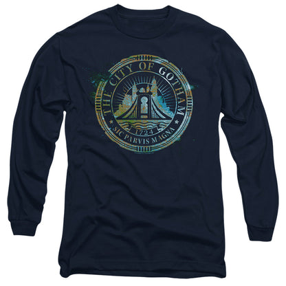 The Batman City Of Gotham Mens Long Sleeve Shirt Navy Officially Licensed