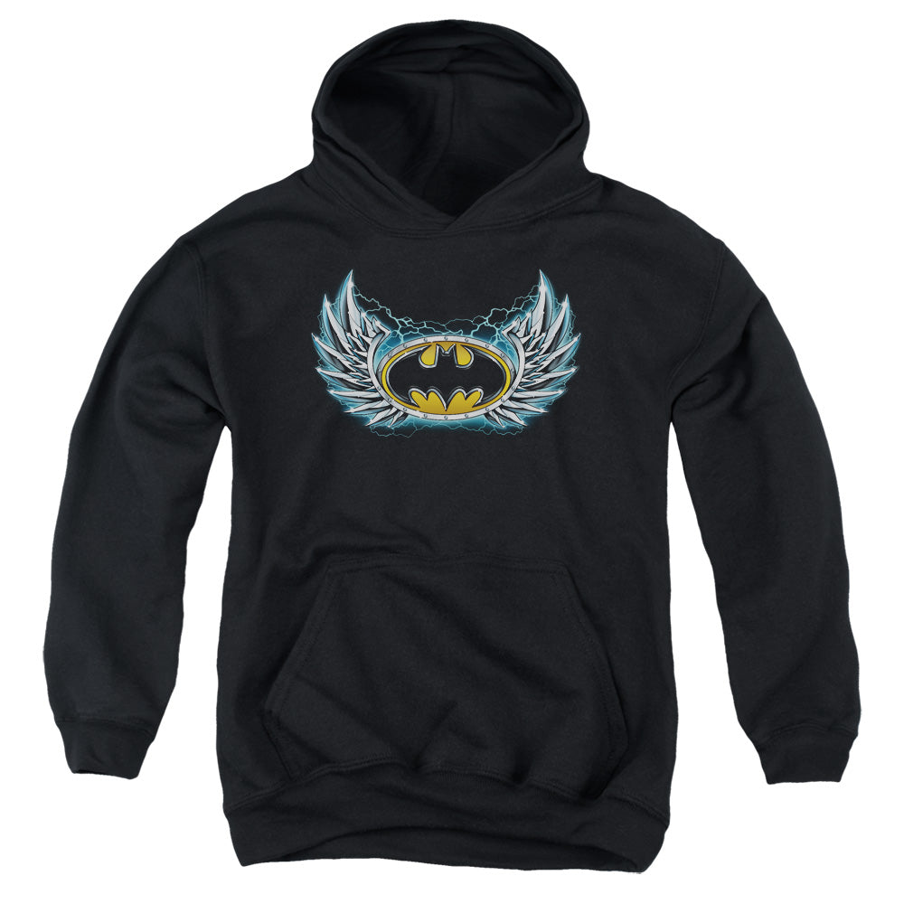 Batman Steel Wings Logo Kids Youth Hoodie Black Officially Licensed