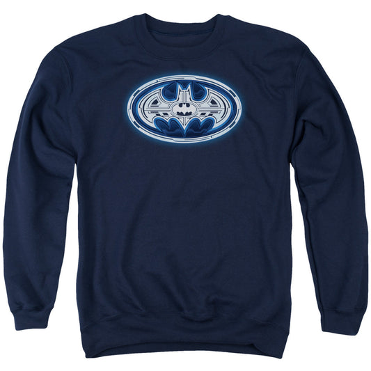 Batman Cyber Bat Shield Mens Crewneck Sweatshirt Navy Blue Officially Licensed