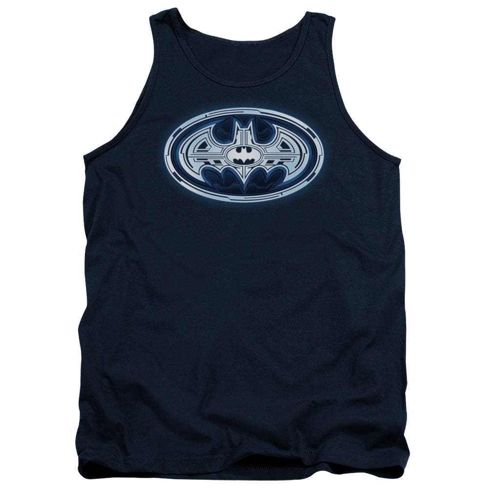 Batman Cyber Bat Shield Mens Tank Top Shirt Navy Blue Officially Licensed