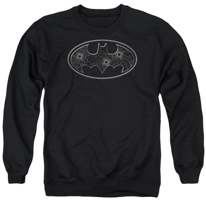 Batman Glass Hole Logo Mens Crewneck Sweatshirt Black