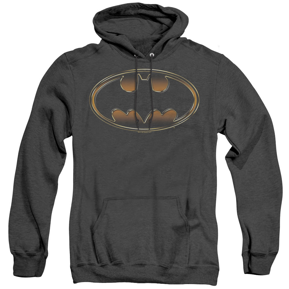 Batman Black & Gold Embossed Heather Mens Hoodie Black Officially Licensed