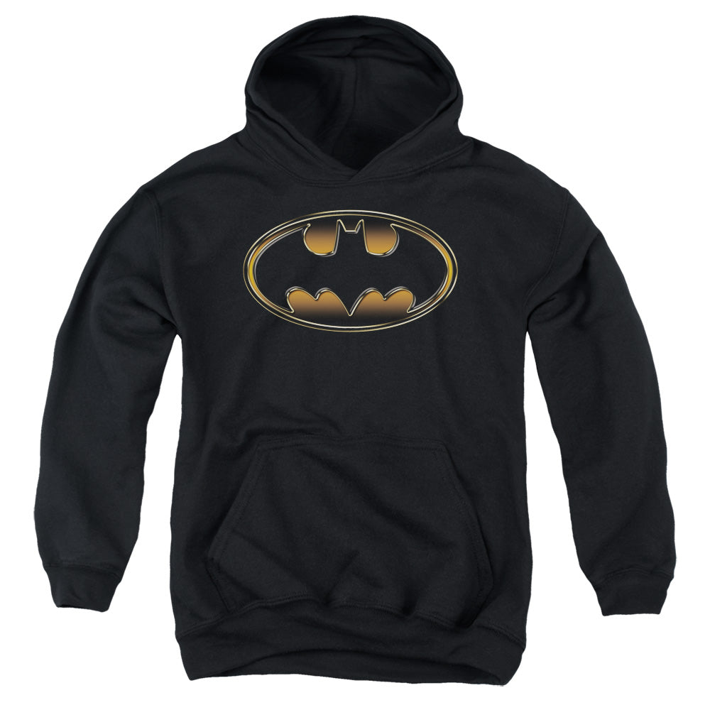 Batman Black & Gold Embossed Kids Youth Hoodie Black Officially Licensed