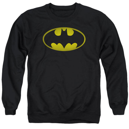 Batman Washed Bat Logo Mens Crewneck Sweatshirt Black