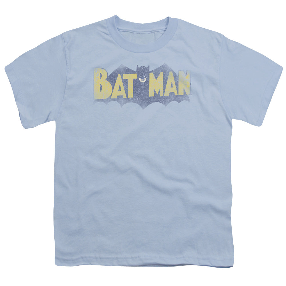 Batman Vintage Logo Kids Youth T Shirt Light Blue Officially Licensed