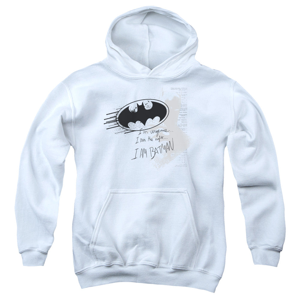 Batman I Am Vengeance Kids Youth Hoodie White Officially Licensed