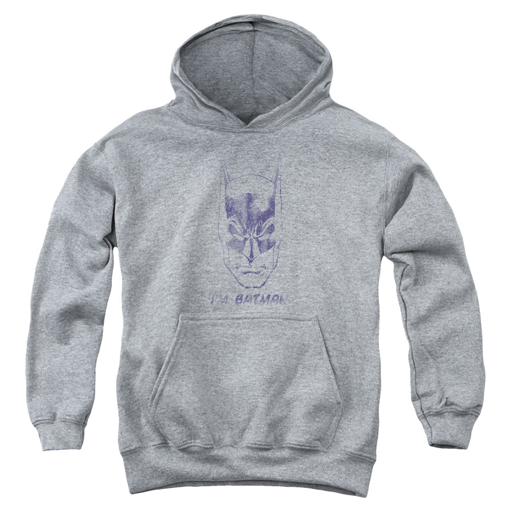 Batman Im Batman Kids Youth Hoodie Athletic Heather Officially Licensed