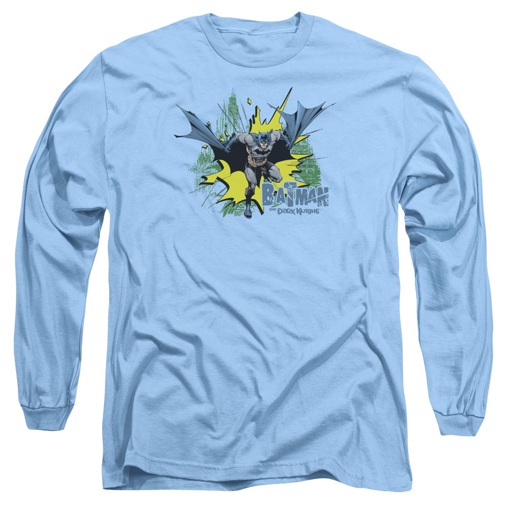 Batman City Splash Mens Long Sleeve Shirt Carolina Blue Officially Licensed