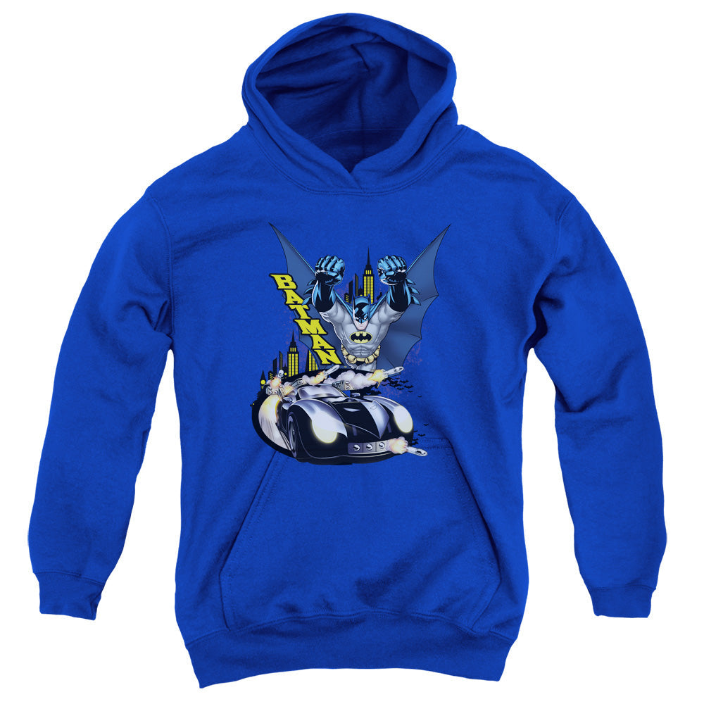 Batman By Air & By Land Kids Youth Hoodie Royal Officially Licensed