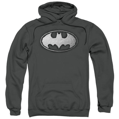 Batman Duct Tape Logo Mens Hoodie Charcoal Officially Licensed