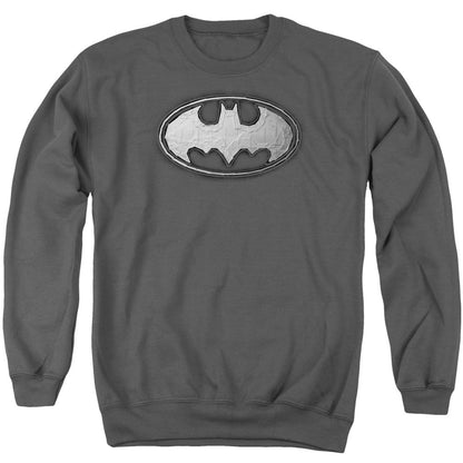 Batman Duct Tape Logo Mens Crewneck Sweatshirt Charcoal