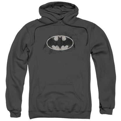 Batman Arcane Bat Logo Mens Hoodie Charcoal Officially Licensed